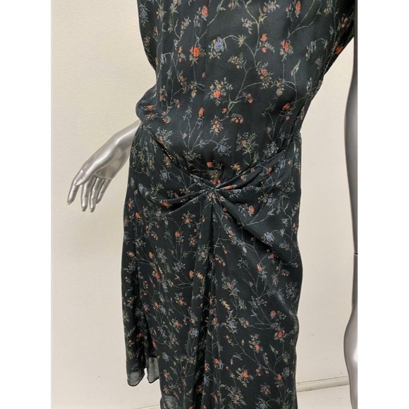 Isabel Marant Dress Taos Black Floral Print Stretch Silk Size 38 Open Back NEW - Picture 5 of 7